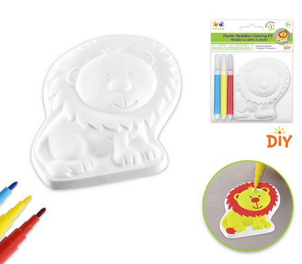 Krafty Kids DIY Plaster Medallion Coloring Kit Markers