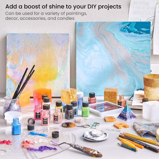 Arteza Mica Powder for Epoxy Resin, Pure Gold A704, 2 oz Bottle