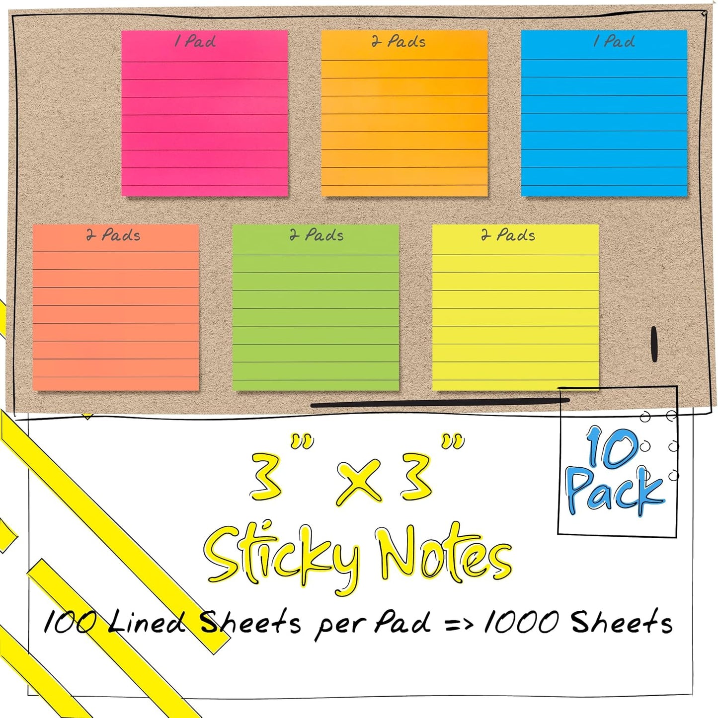 Better Office Products Lined Sticky Notes 3 x 3