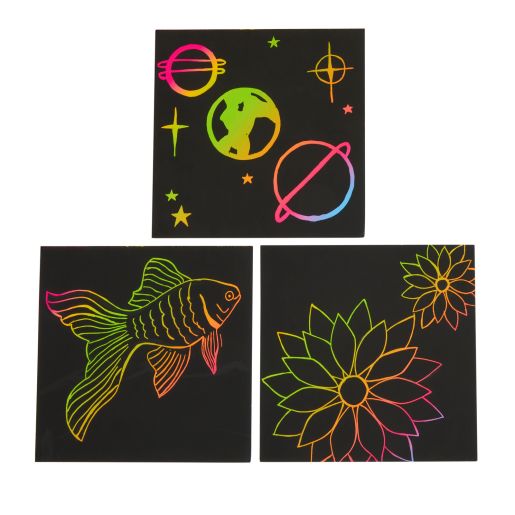 Scratch Art Boards - 25 boards with 5 Sticks