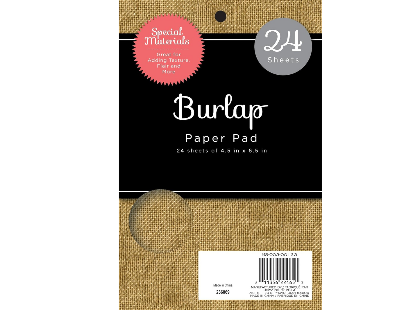 Burlap Paper Pad, 4.5 x 6.5 inches - Textured Jute Paper for Crafts