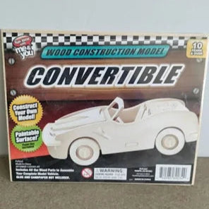 Wood Construction Convertible Car Model Kit Paintable Surface