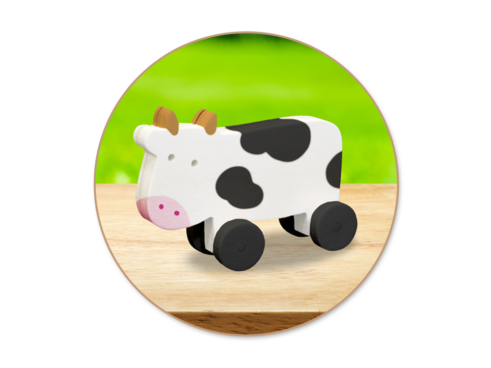 Wood Craft: 4.5" DIY Animals on Wheels