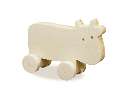Wood Craft: 4.5" DIY Animals on Wheels