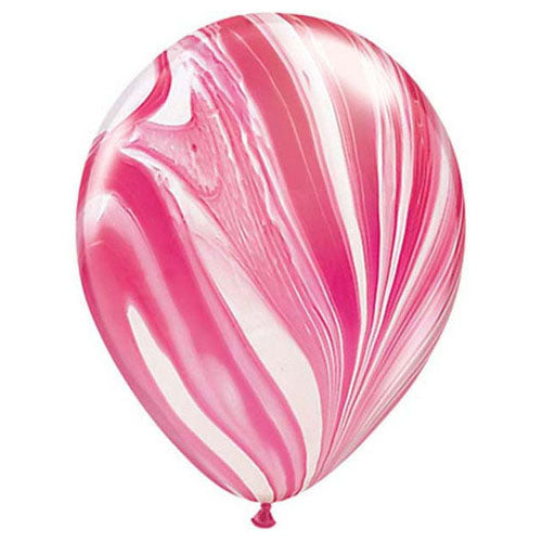 11″ Red & White Super Agate – Latex Balloons 100/Bag