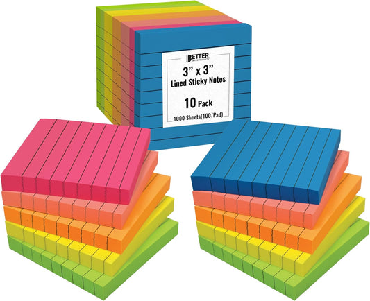 Better Office Products Lined Sticky Notes 3 x 3