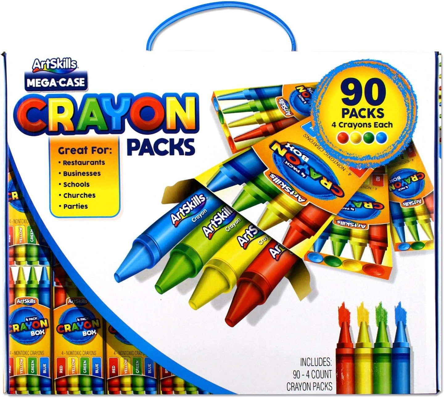 ArtSkills Mega Case of Crayons, 4 Primary Colors, 90 Packs