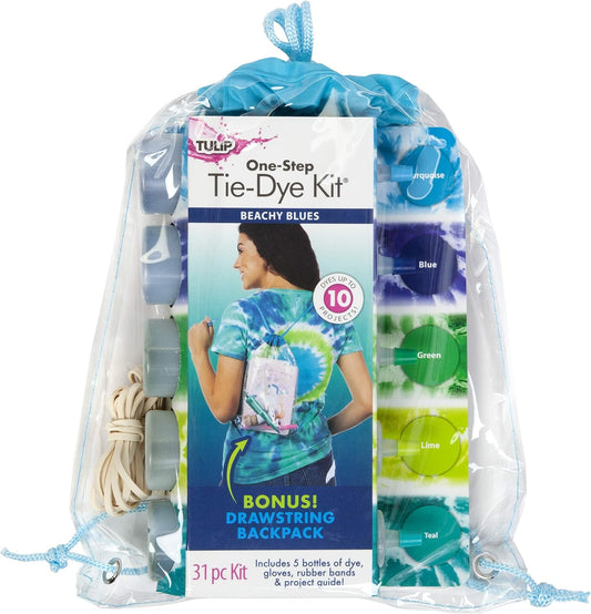 Tulip One-Step Tie Dye Backpack Kit Beachy Blues, 31pc