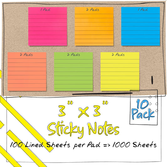Better Office Products Lined Sticky Notes 3 x 3