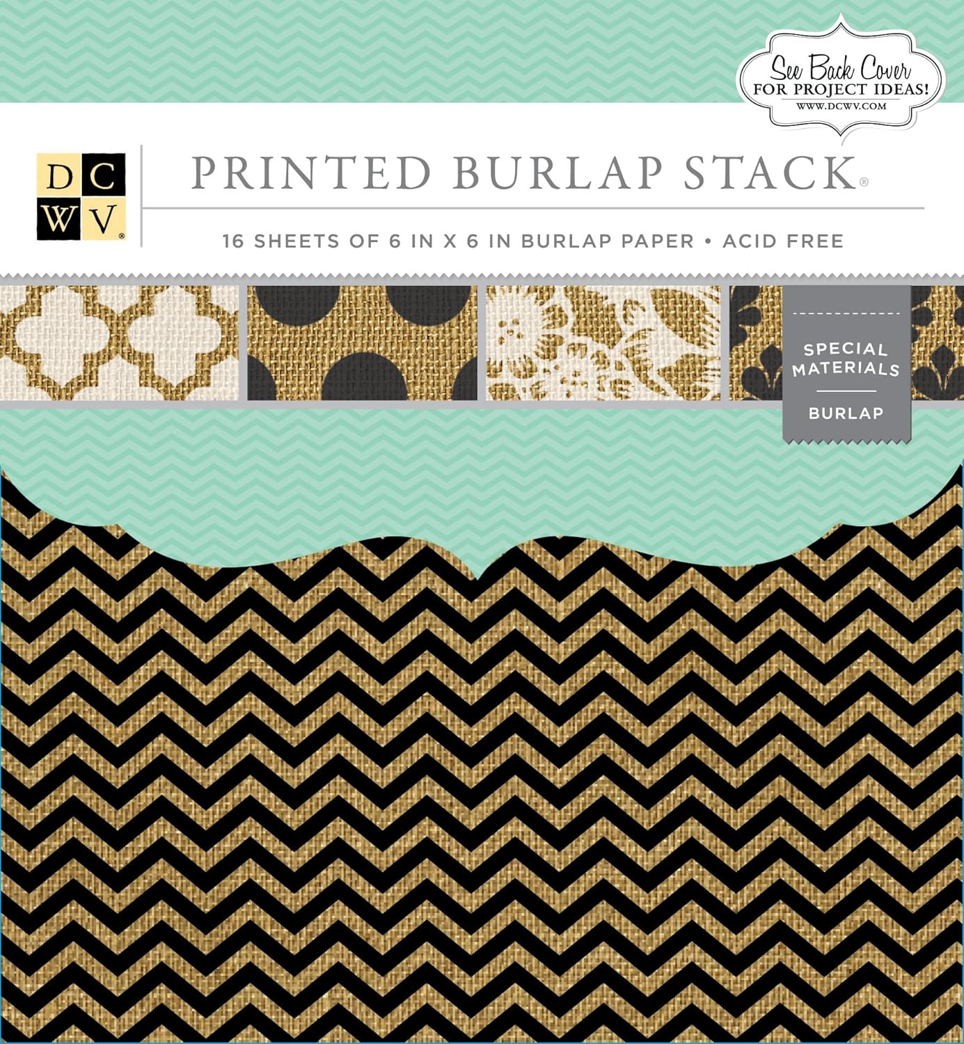 Printed Burlap Paper, 6x6 inches - Textured Jute Paper for Crafts