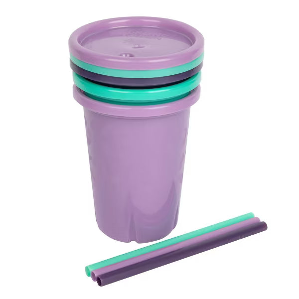 Reusable Spill-Proof Straw - Purple/Teal - 3pk/10oz