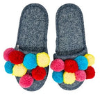 Pj Couture Grey Fuzzy Ball Slipper - Dp crafts