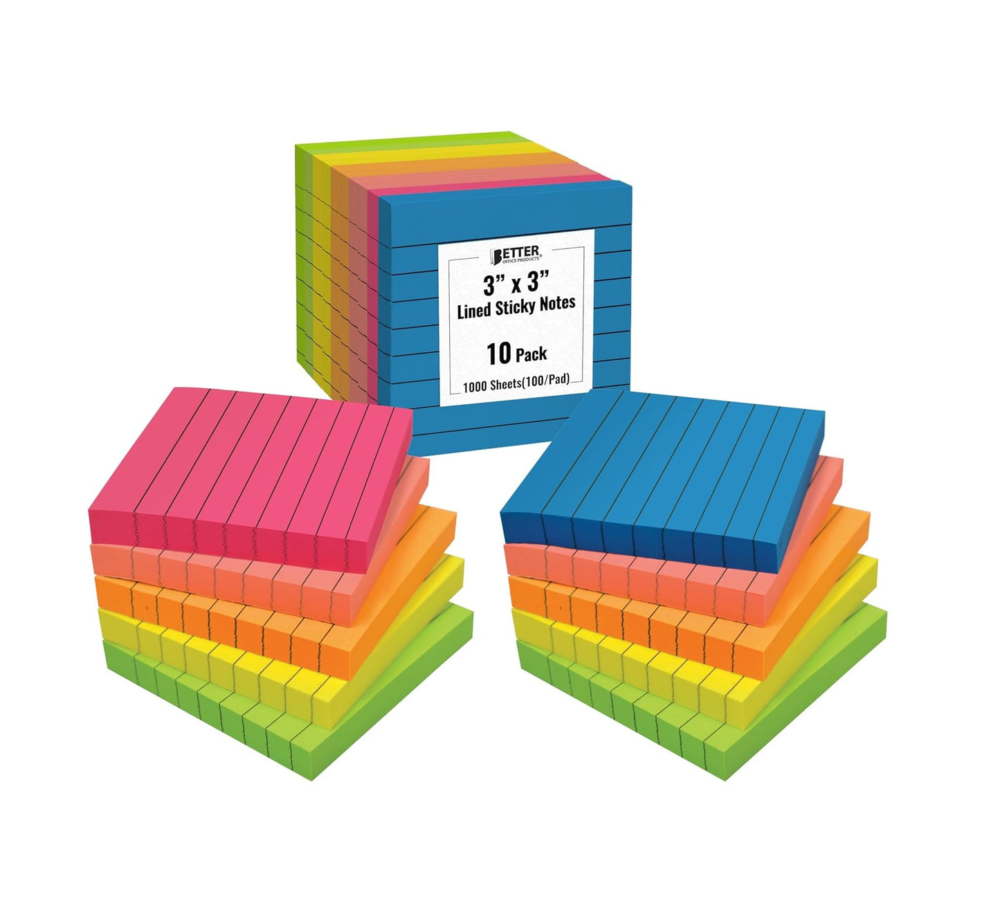 Better Office Products Lined Sticky Notes 3 x 3