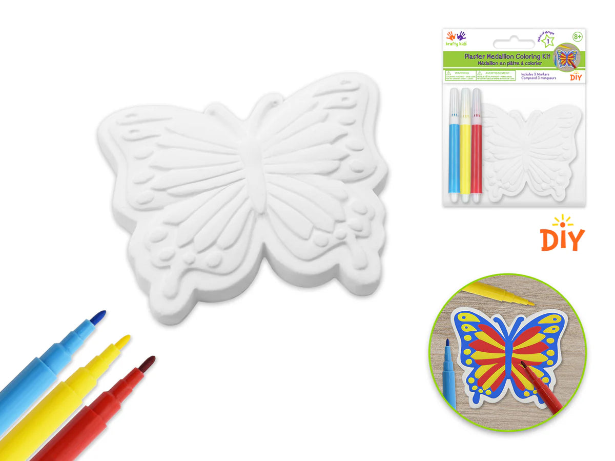 Krafty Kids DIY Plaster Medallion Coloring Kit Markers - Dp crafts