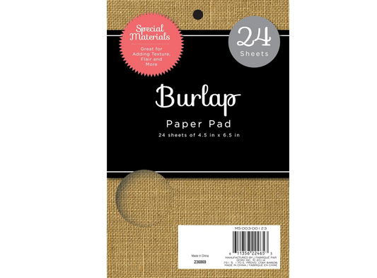 Burlap Paper Pad, 4.5 x 6.5 inches - Textured Jute Paper for Crafts