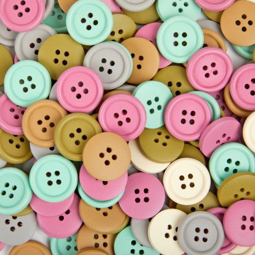 Colorations Natural Tones Wooden Buttons - 300 Pcs, 6 Colors - Dp crafts