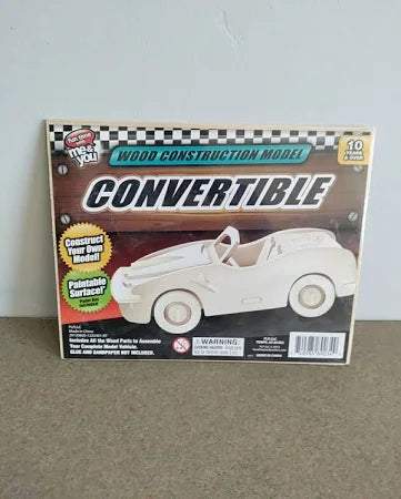 Wood Construction Convertible Car Model Kit Paintable Surface