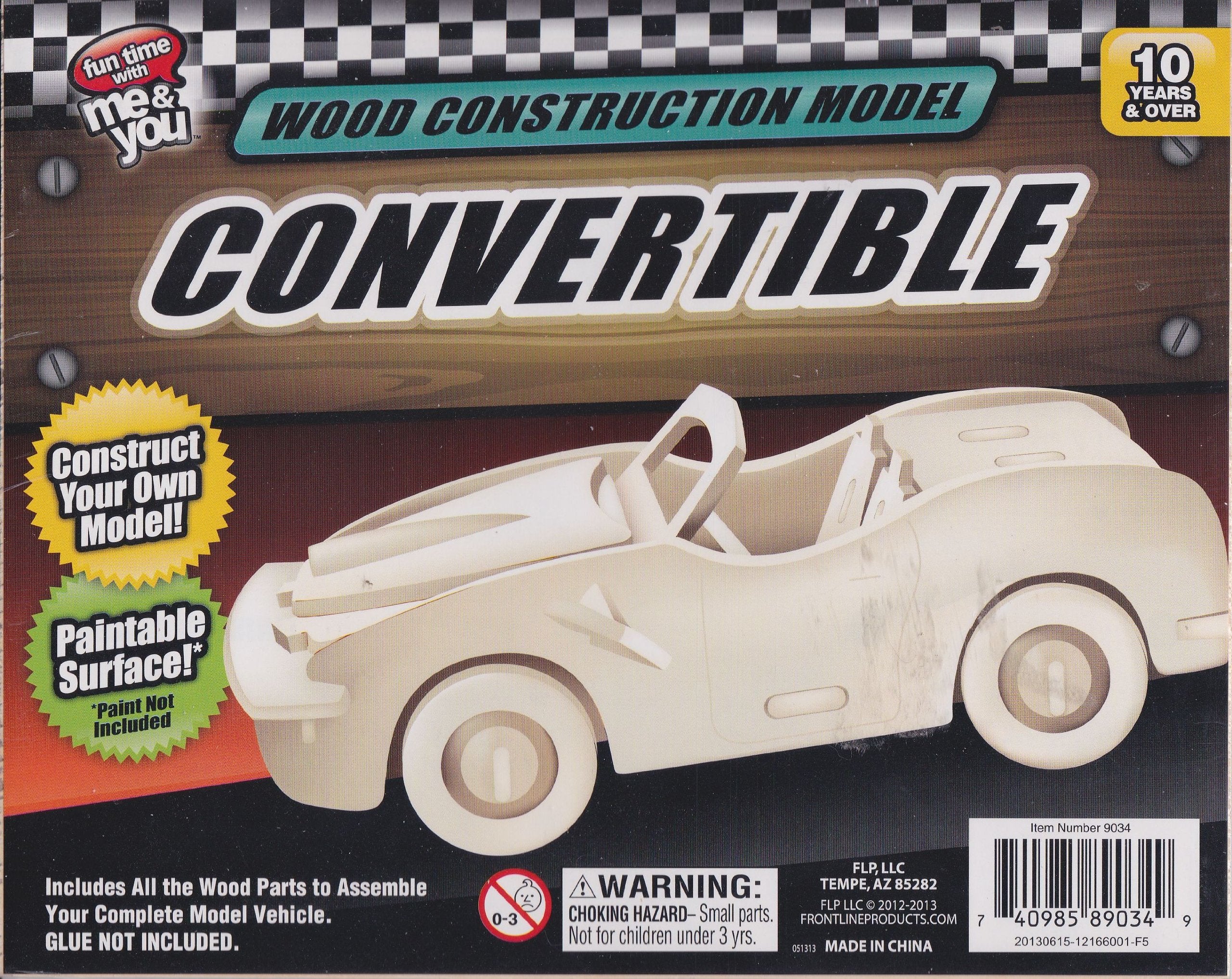 Wood Construction Convertible Car Model Kit Paintable Surface - Dp crafts