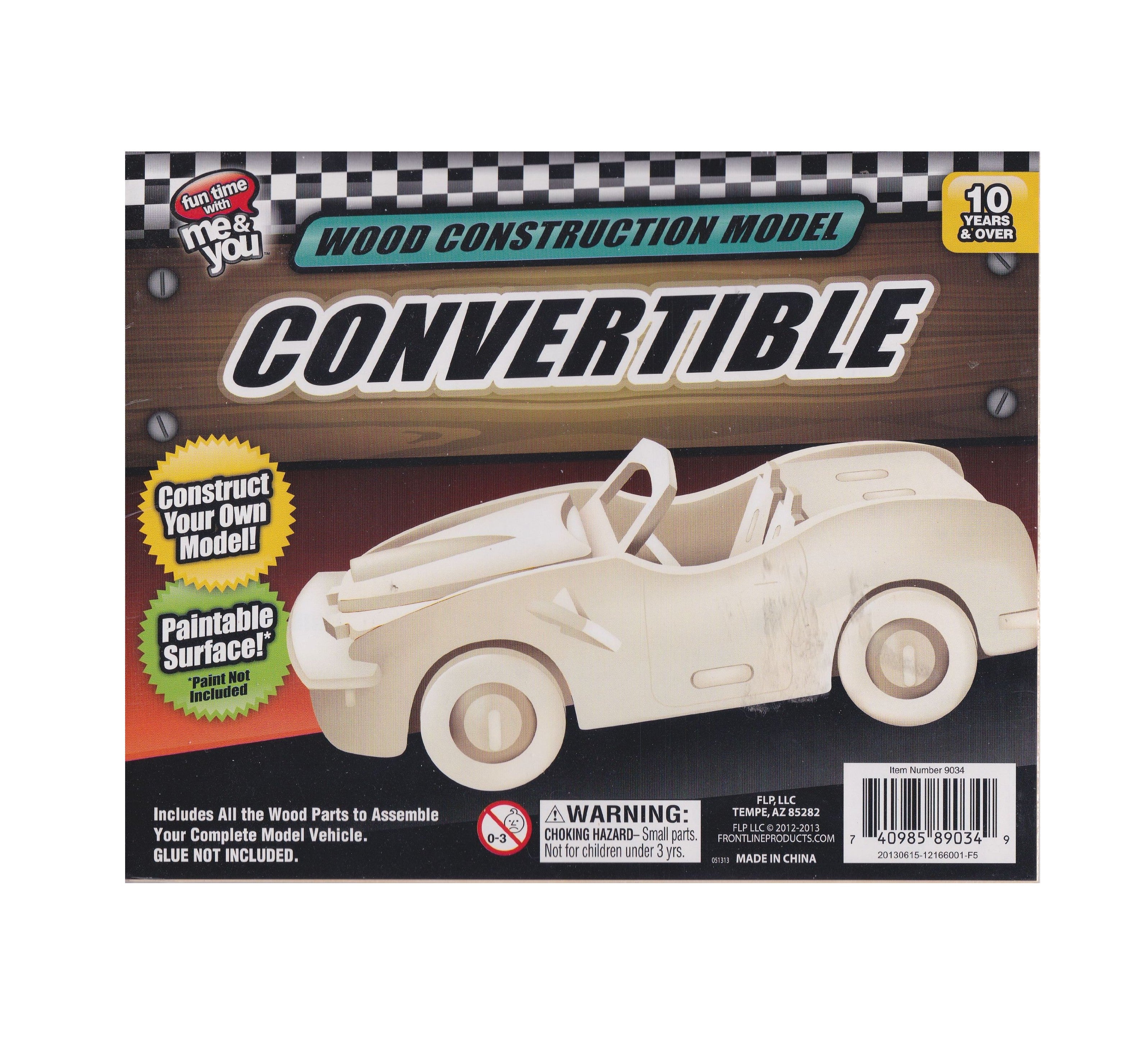 Wood Construction Convertible Car Model Kit Paintable Surface - Dp crafts