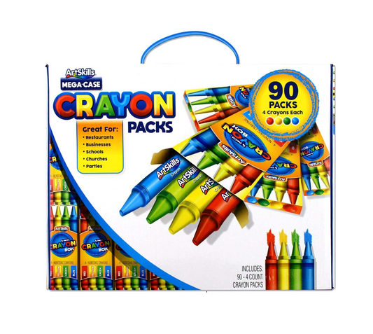 ArtSkills Mega Case of Crayons, 4 Primary Colors, 90 Packs