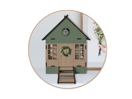 Wood Craft: 7.4"x2.8"x9.5" DIY 3D House Structure Closed Roof