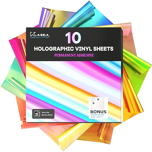 Kassa 10-Pack Holographic Color-Changing Vinyl Sheets | 12" x 12" - Dp crafts