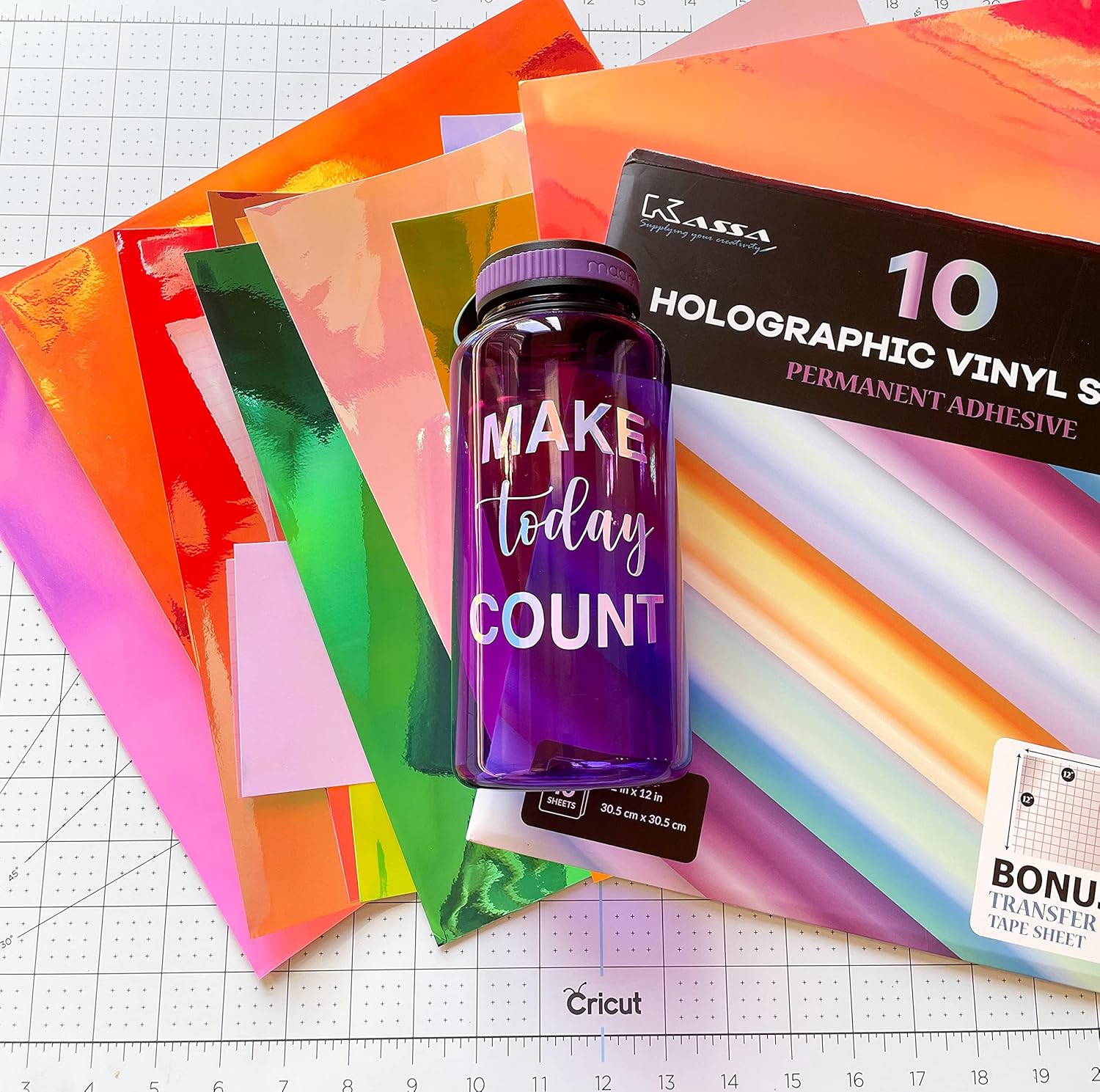 Kassa 10-Pack Holographic Color-Changing Vinyl Sheets | 12" x 12" - Dp crafts
