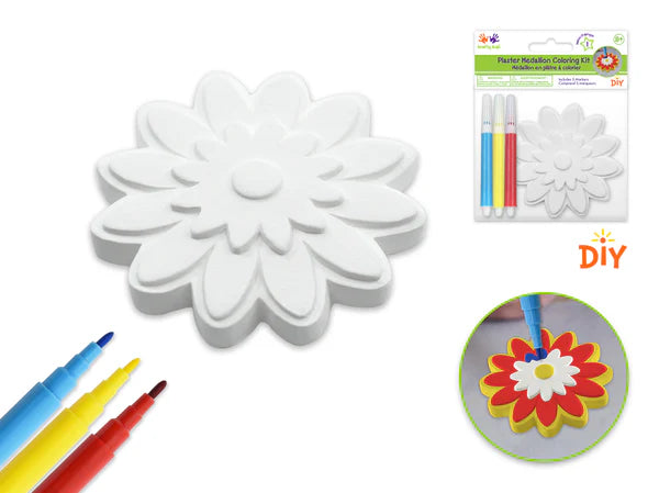 Krafty Kids DIY Plaster Medallion Coloring Kit Markers